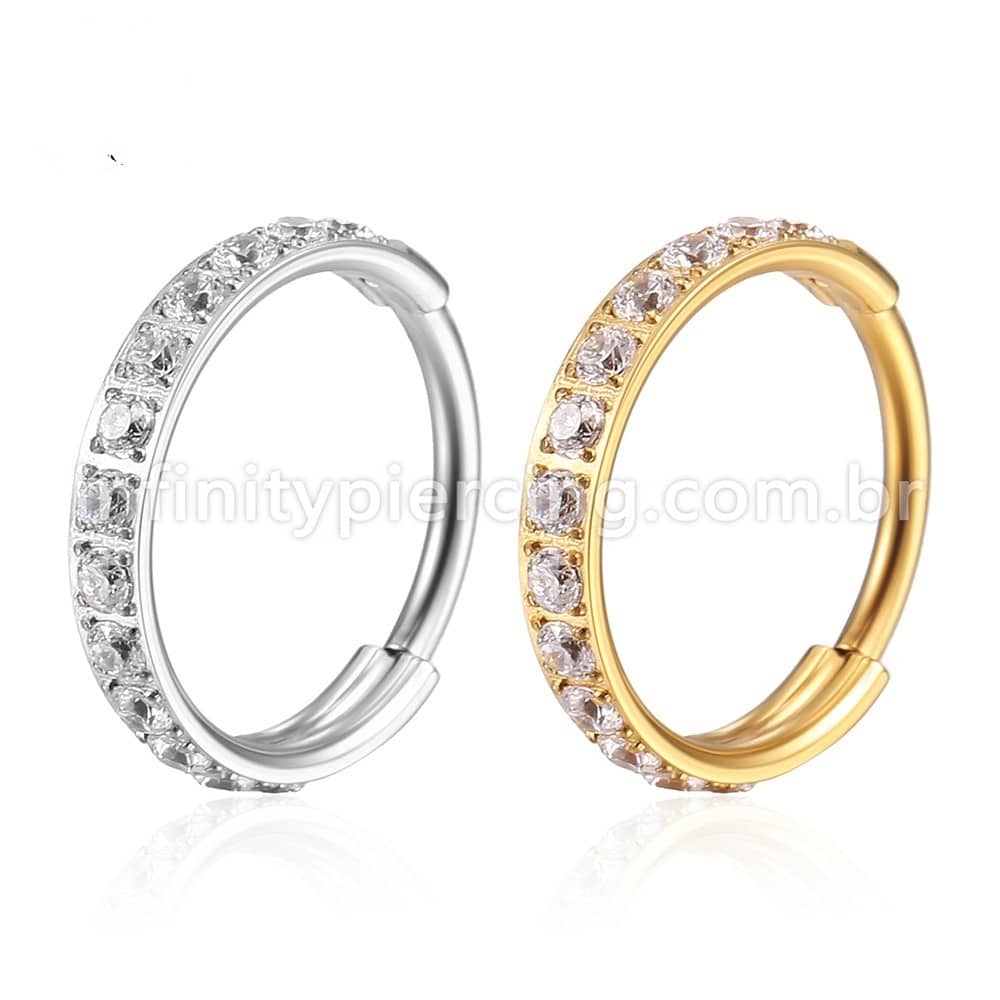 Piercing Argola Segmento Articulado Aço Cirurgico Zircônia